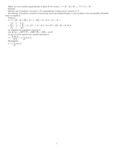Hallar un vector unitario perpendicular al plano de los vectores
