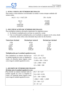 Operaciones con números decimales