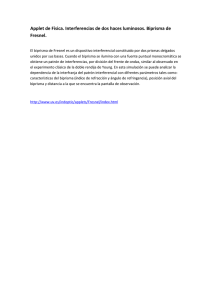 Applet de Física. Interferencias de dos haces luminosos. Biprisma