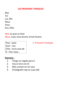 LES PRONOMS TONIQUES Moi Toi Lui, Elle Nous Vous Eux, Elles