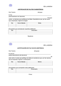 IES LAURONA JUSTIFICACIÓ DE FALTES D`ASSISTÈNCIA Sr/a