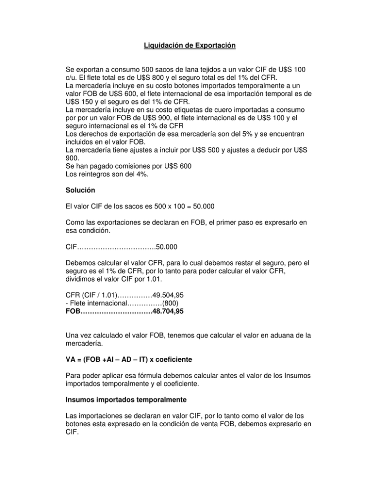 Liquidaci n De Exportaci n Se Exportan A Consumo 500