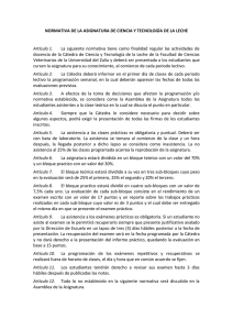 Normativa de la Cátedra - Facultad de Ciencias Veterinarias