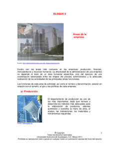 BLOQUE II a) Producción. Áreas de la empresa.