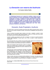 La Donación con reserva de Usufructo