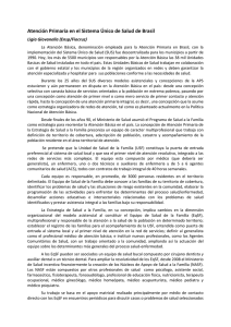 Atención Primaria en el Sistema Único de Salud de Brasil