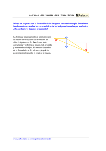 Dibuje un esquema con la formación de las imágenes en un