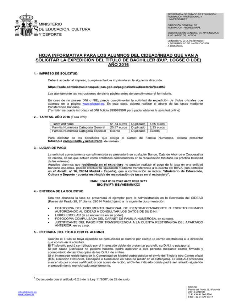 Solicitud De Expedición De Título De Bachiller