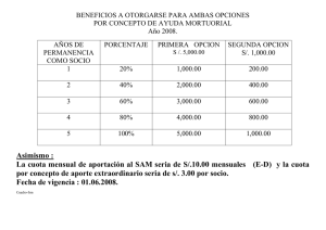 BENEFICIOS A OTORGARSE PARA AMBAS OPCIONES