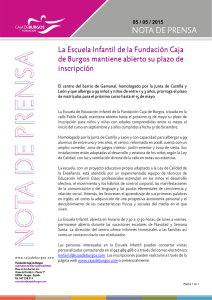 La Escuela Infantil de la Fundación Caja de Burgos mantiene