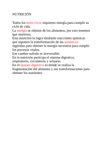 NUTRICIÓN Todos los seres vivos requieren energía para cumplir