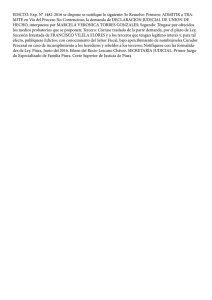 EDICTO. Exp. N° 1482-2016 se dispone se notifique lo siguiente: Se