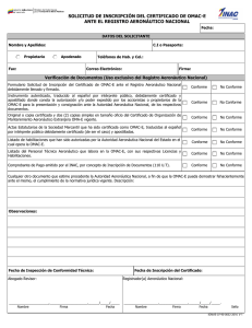 SOLICITUD DE INSCRIPCIÓN DEL CERTIFICADO DE OMAC