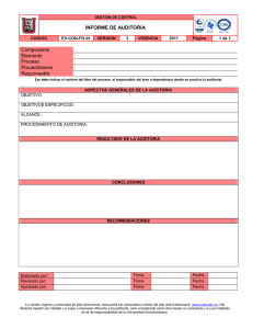 INFORME DE AUDITORIA Componente Elemento Proceso