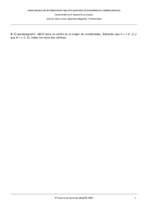 3. El paralelogramo ABCD tiene su centro en el origen de