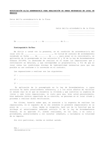 Notificación al/la arrendador/a para realización de obras necesarias