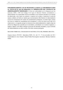 SUBARRENDAMIENTO. NO ES NECESARIO LLAMAR AL