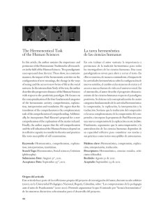 La tarea hermenéutica de las ciencias humanas