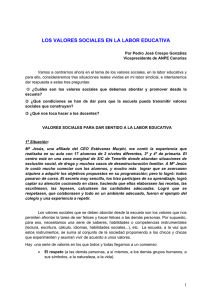 los valores sociales en la labor educativa