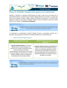 Tema 3: Gestión integral del agua en la institución