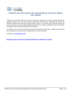 Capital de una SAS no puede estar representado por acciones de