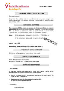 CURS 2015-2016 REUNIONS DE PARES INFORMACIONS D`INICI