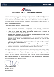POLÍTICA DE SALUD Y SEGURIDAD DE CEMEX