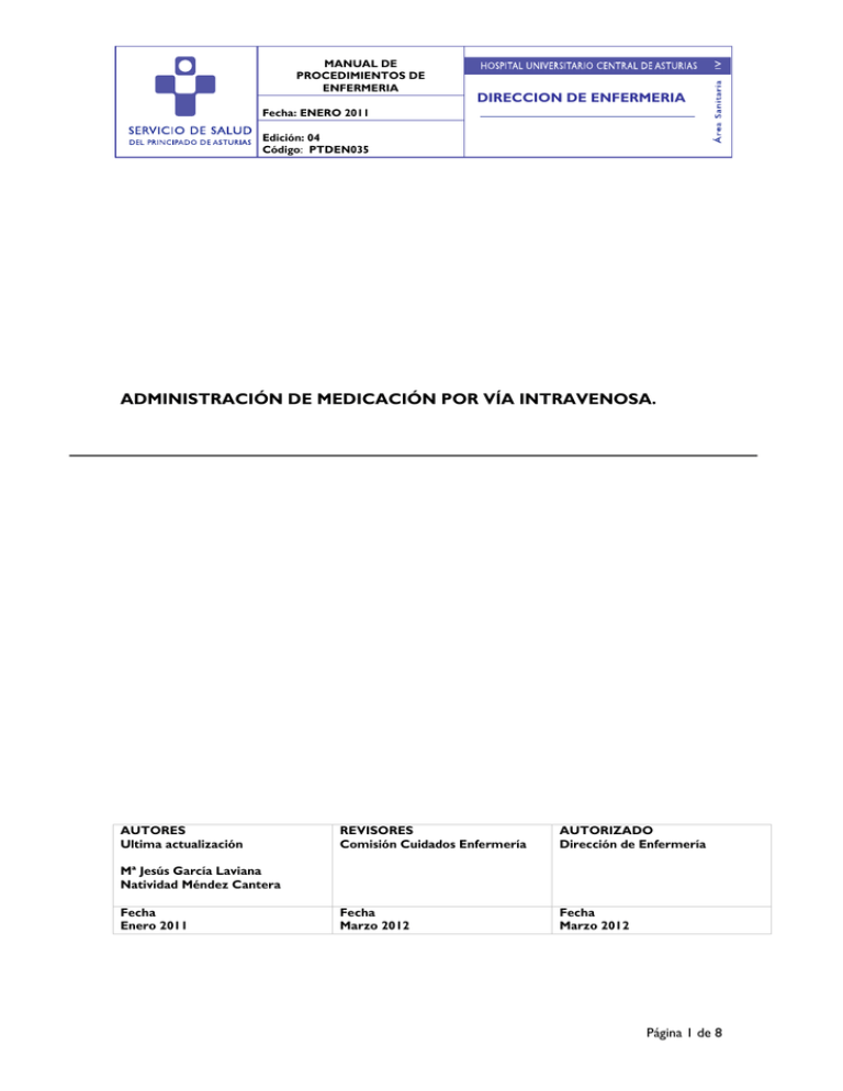 Administración De Medicación Por Vía Intravenosa