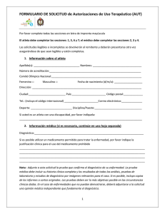 FORMULARIO DE SOLICITUD de Autorizaciones de Uso Terapéutico