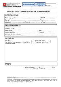 SOLICITUD PARA CAMBIO DE SITUACION POR EXCEDENCIA