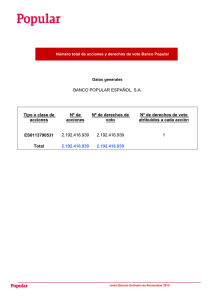 BANCO POPULAR ESPAÑOL, S.A. Tipo o clase de acciones Nº de