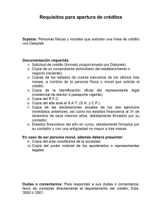 Requisitos para apertura de créditos