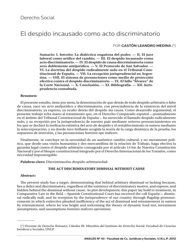 El Despido Incausado Como Acto Discriminatorio