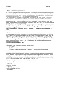 NOMBRE: CURSO: 1. Analiza y comenta el siguiente texto: 2