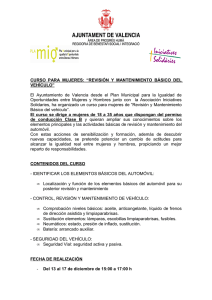 CURSO PARA MUJERES: “REVISIÓN Y MANTENIMIENTO BÁSICO