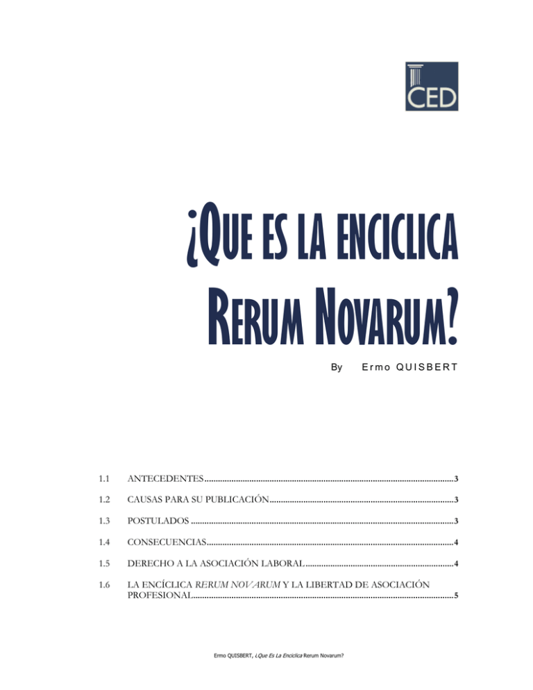 ¿que Es La Enciclica Rerum Novarum?