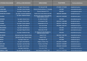 OFICINAS DELEGADAS JEFES y/o ENCARGADOS DIRECCIONES
