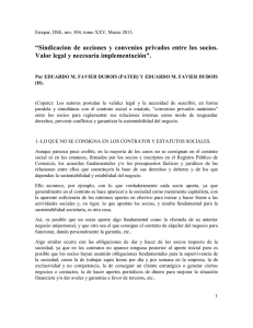 “Sindicacion de acciones y convenios privados entre los socios
