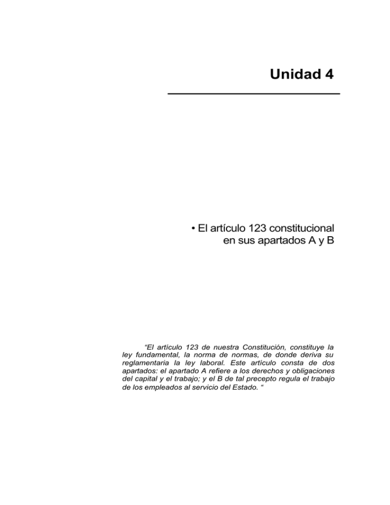 El Artículo 123 Constitucional En Sus Apartados A Y B