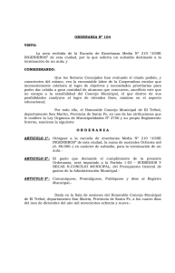 Subsidio a Escuela Enseñanza Media Nº 210 por 80.000 Australes