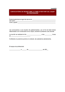 (castellà) CONVOCATÒRIA DE REUNIÓ AMB LA FAMÍLIA PER