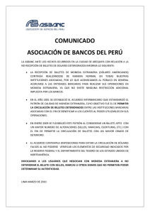 Recepción de billetes de moneda extranjera