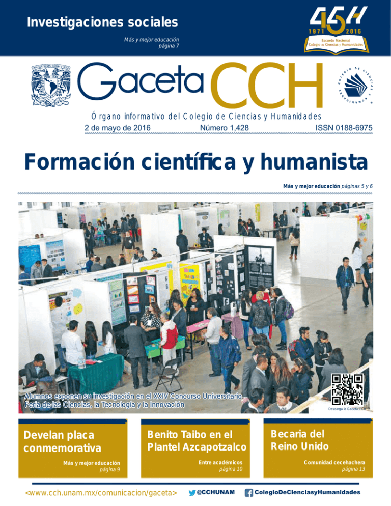 Gaceta Cch 1428 Colegio De Ciencias Y Humanidades 2922