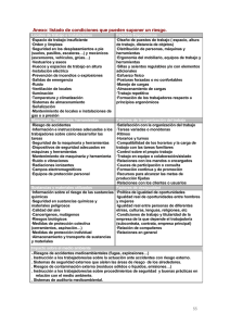 Anexo: listado de condiciones que pueden suponer un riesgo.