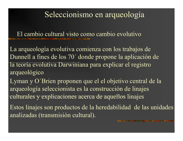 Seleccionismo En Arqueología