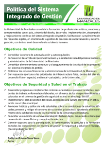 Objetivos de Calidad Objetivos de Seguridad y Salud en el Trabajo