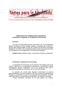 Competencia Lingüística vs. Competencia Comunicativa Resumen