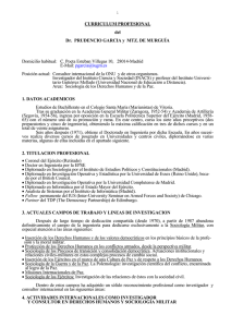 CURRICULUM PROFESIONAL del Dr. PRUDENCIO GARCIA y MTZ