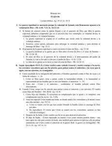 Mensaje tres El ejército Lectura bíblica: Ap. 19:11-16, 19
