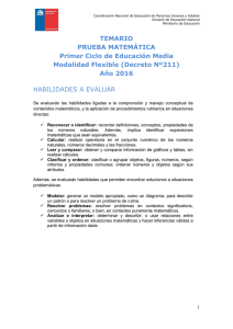 TEMARIO PRUEBA MATEMÁTICA Primer Ciclo de Educación
